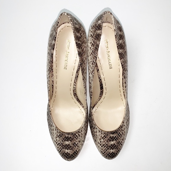 ENZO ANGIOLINI Python Embossed Peep Toe Heels 9.5 NWT - Picture 4 of 10